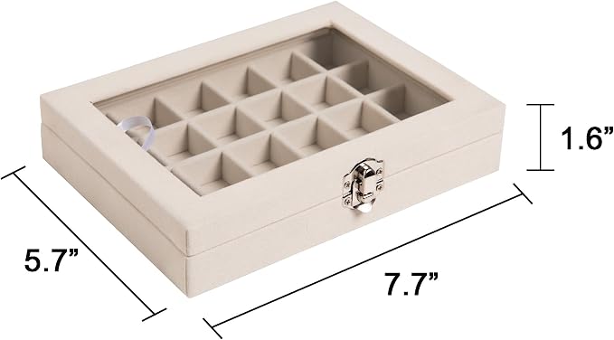 Frebeauty 24 Grid Earring Organizer, Small Velvet Jewelry Tray - Image 3