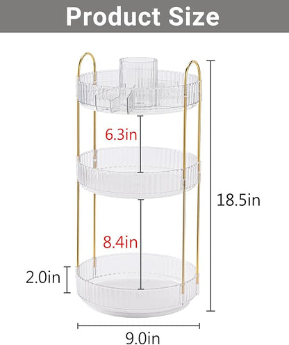 360 Rotating Makeup Organizer, 3 Tier Large Capacity Make Up Organizers and - Image 4