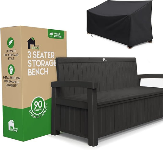 EconoHome 3 Seat Outdoor Storage Bench by EconoHome