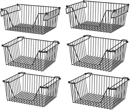Slideep 14'' Black Stackable Storage Baskets Sturdy Metal Wire Freezer Bins by WelcometotheSlideep
