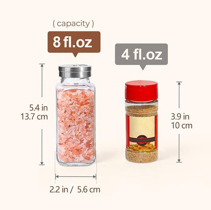 ComSaf Glass Spice Jars with Shaker Lids 8 oz 6 Pack Square | Labels, Seasoning - Image 5