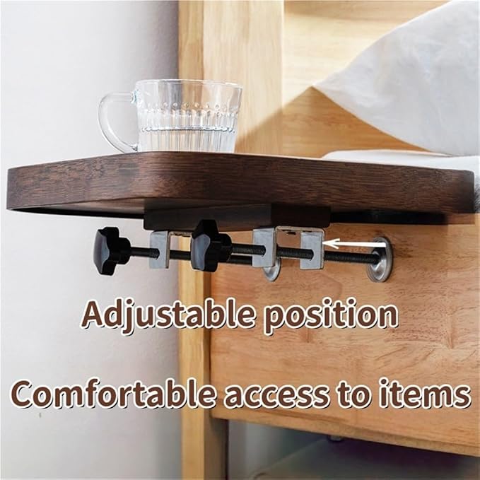 Bedside Caddy, Clip-on Wooden Bedside Shelf - Image 4