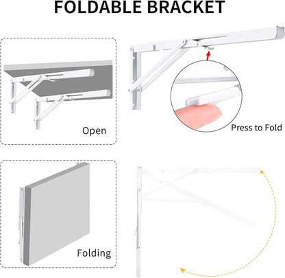 YUMORE White Folding Shelf Brackets, 20 Inch Heavy Duty L Bracket, DIY - Image 4