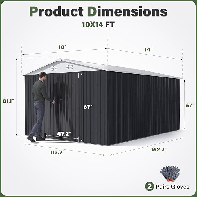 Polar Aurora 10x14 Outdoor Storage Shed, Garden Shed - Image 2