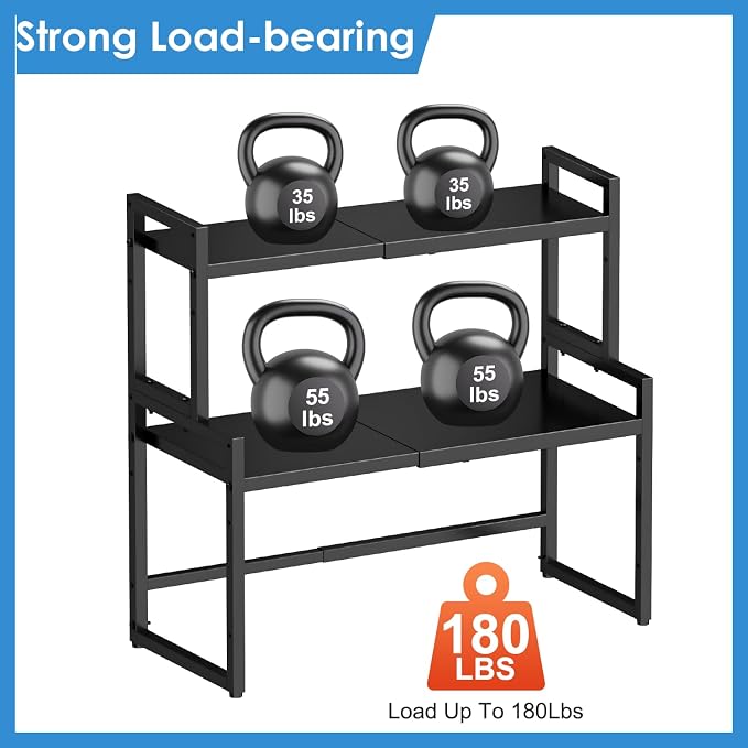 2 Pack Expandable Cabinet Countertop Shelves, Heavy Duty Metal Shelves - Image 9