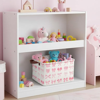 Pink Bow Decor Storage Basket Waterproof Canvas Toy Storage Bin Coquette Room - Image 3
