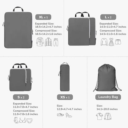 CherryNow Compression Packing Cubes, 7 Set Packing Cubes Compression, Travel - Image 2