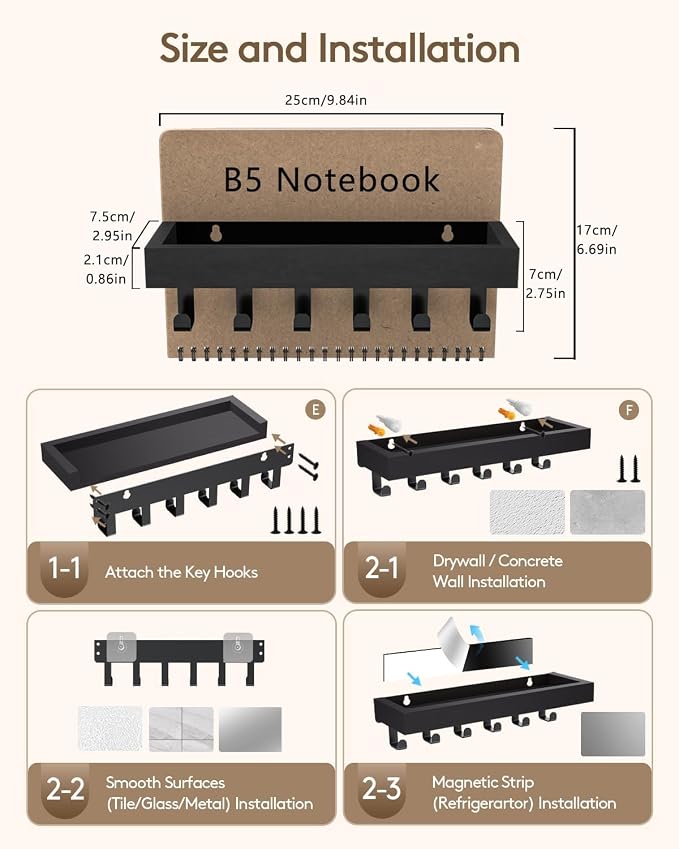 Key Holder Wall Mount Adhesive Magnetic - Image 3