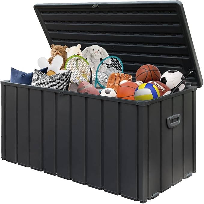 Domi 120 Gallon Deck Box, Metal Outdoor Storage Box - Image 2