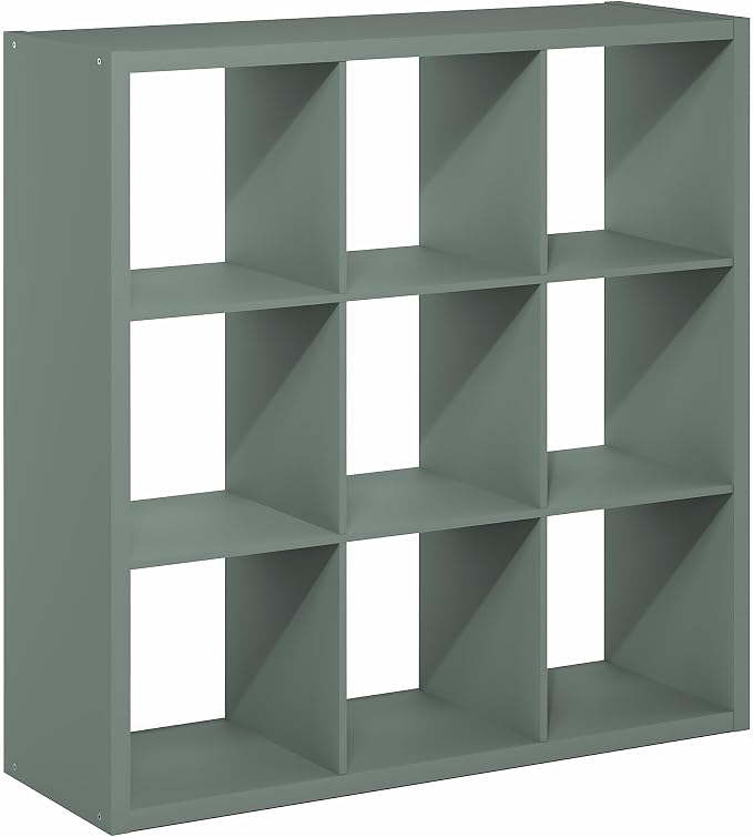 Furinno Cubicle 9-Cube Book Shelf, Extra Thick Frame Bookshelf, Sage Green | - Image 7