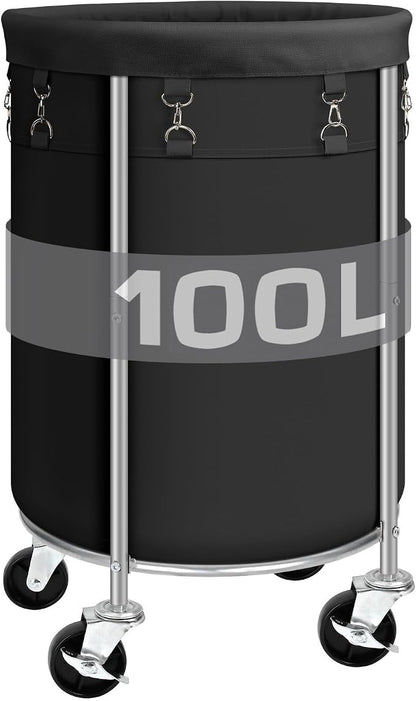 Laundry Hamper with Wheels, 100L Round Rolling Laundry Basket Sorter with by Ollieroo