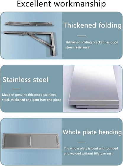 304 stainless steel folding table, wall-mounted folding table, kitchen storage - Image 4
