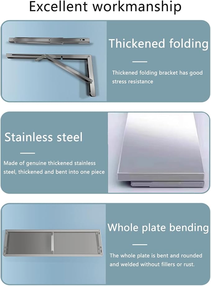 304 stainless steel folding table, wall-mounted folding table, kitchen storage - Image 4