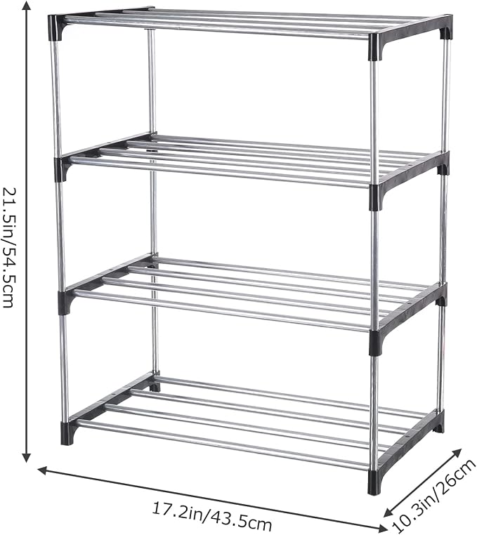 Small Shoe Rack, Narrow Stackable Shoe Shelf Organizer | - Image 3