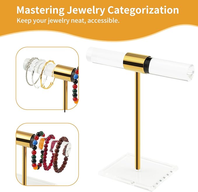 Acrylic Bracelet Holder Display Stand, Tangle-Free T-Bar Necklace Display - Image 6