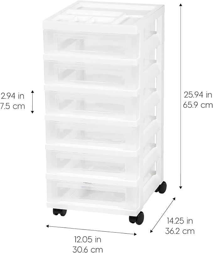 IRIS USA Plastic Drawer Storage Organizer Rolling Cart, - Image 3