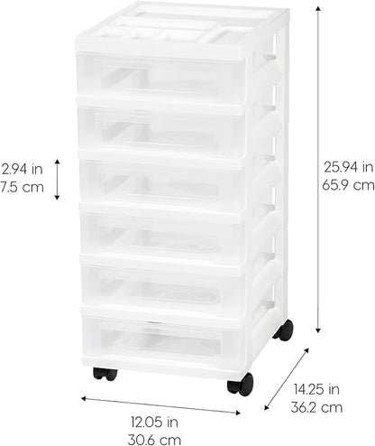 IRIS USA Plastic Drawer Storage Organizer Rolling Cart, - Image 3