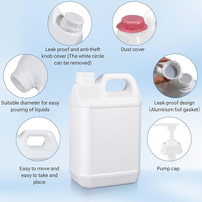 1 Gallon Plastic F-Style Jug Reusable Food-Safe, Heavy-Duty HDPE Containers - Image 4