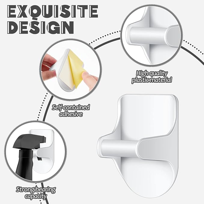 Taiyin 4 Pcs Wall Mount Spray Bottle Hooks Holder Spray Bottle Hanger Adhesive - Image 3