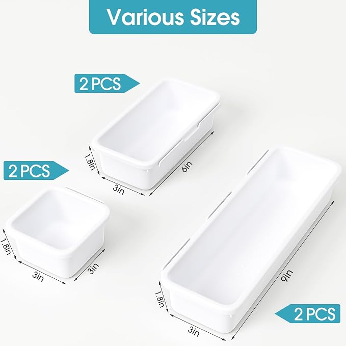 6 PCS Drawer Organizer Set, 3 Size Makeup Drawer Divider Organizer - Image 2