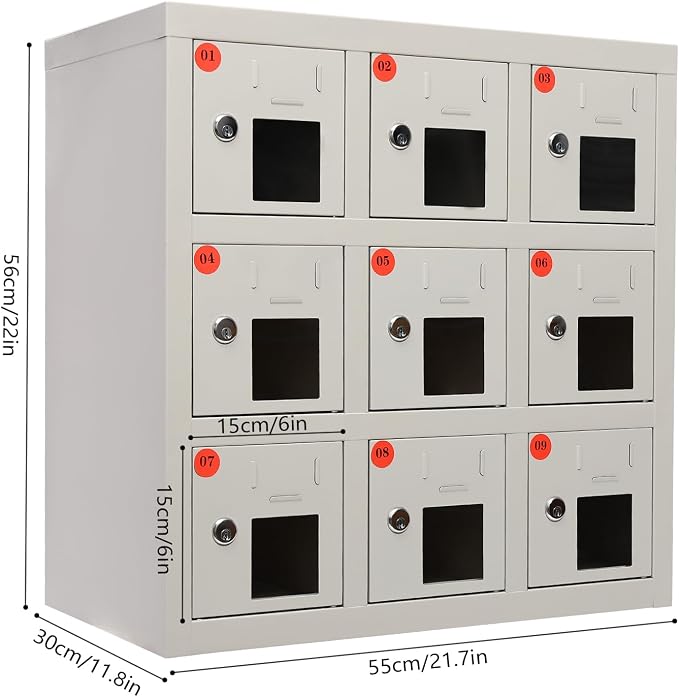 9 Slot Cellphone Charging Station Cell Phone Locker Cellphone Storage Cabinet - Image 2