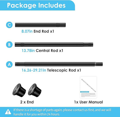 1Pcs Tension Curtain Rod 24 To 46 Inch Black Shower Curtain Rod No Drilling - Image 7