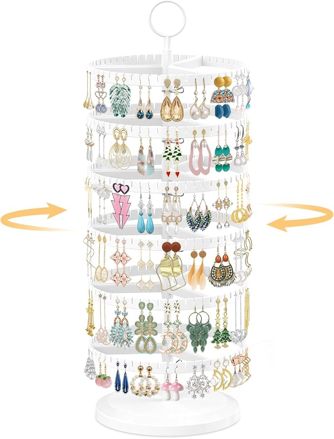 EsLuker.ly Earring Holder Organizer Rotating Stud Display Tree Rack, 6 Tier | by EsLukerly