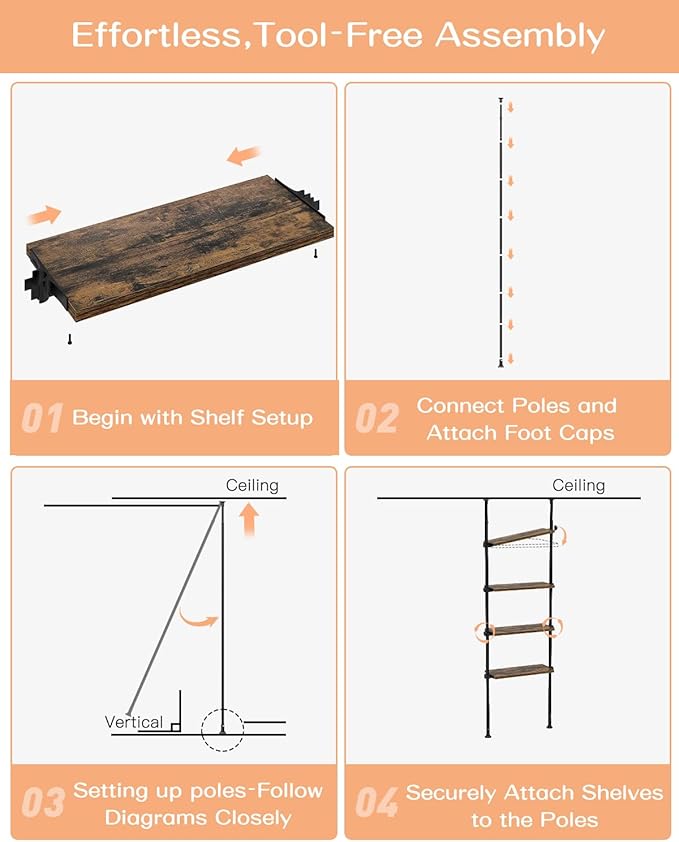 ALLZONE Adjustable Tall Narrow Bookshelf - Image 7