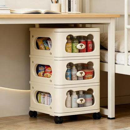 Storage Drawer Organizer with Wheels, 3 Tier Rolling Cart Organizer, Draw Slid - Image 2