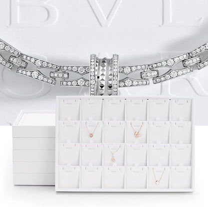 Oirlv Premium White Leather Stackable Jewelry Tray 12 Grid Jewelry Drawer - Image 2