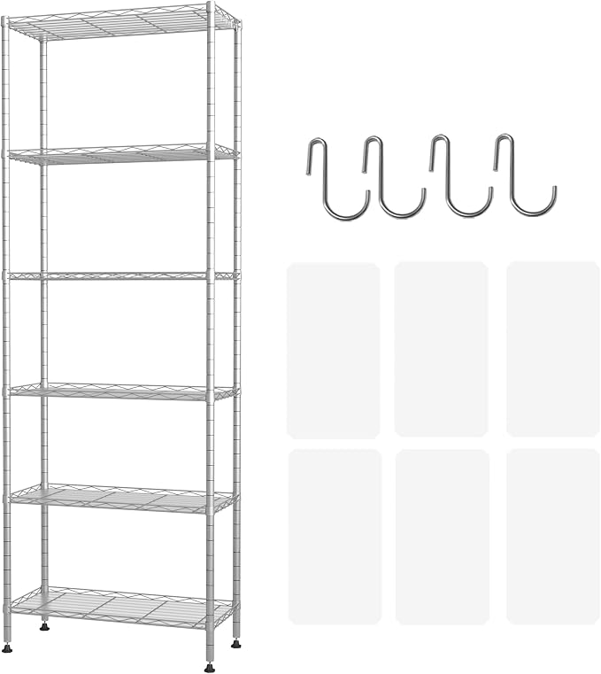 HOMEFORT 6-Shelving Unit, Adjustable Wire Shelving, Metal Wire Shelf Rack - Image 8