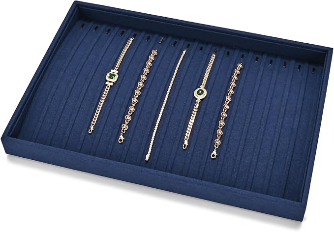Microfiber Jewelry Trays 16 Slots Necklace Tray Necklace Bracelet Display Tray - Image 2