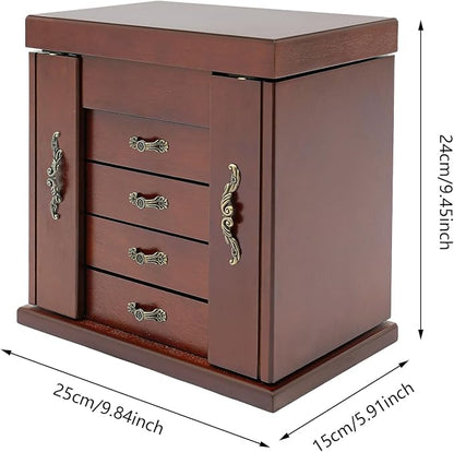 4-Drawer Wooden Jewelry Box, Wood Jewelry Organizer - Image 2