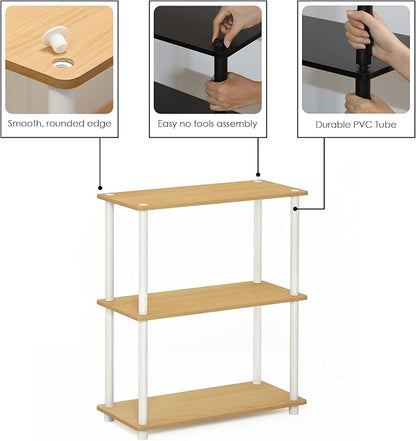 Furinno TURN-N-TUBE Storage Shelves, 3-Tier Book Shelf, Corner Shelf, Toolless - Image 5