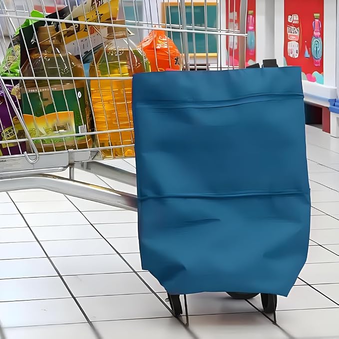 Collapsible Shopping Cart with 360° Swivel Wheels, Reusable Foldable Tote - Image 2