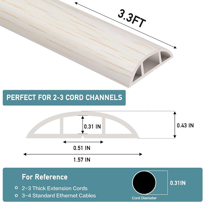 Floor Cord Cover Self Adhesive Cord Hider Floor Extension Cord Covers - Image 2