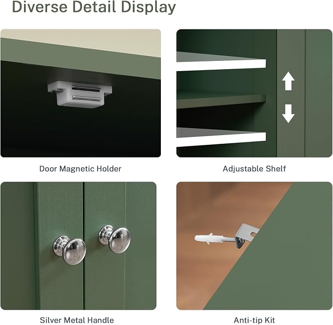 Iwell 58" H Tall Bathroom Storage Cabinet - Image 9