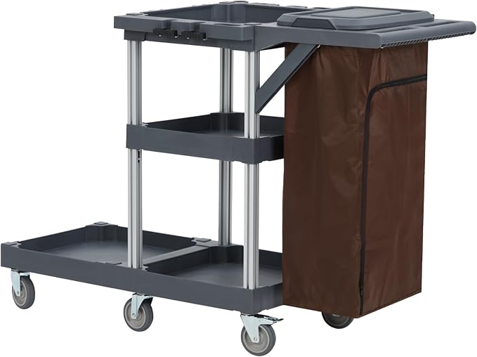 Cleaning Cart, Heavy-Duty Rolling Service Cart by TROPOW
