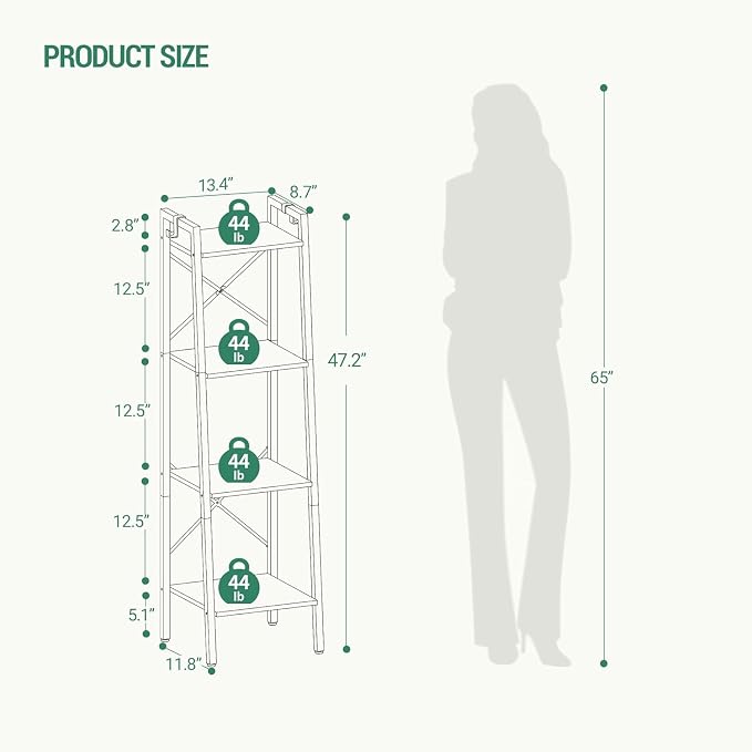 Hzuaneri Ladder Shelf, Freestanding Corner Storage Shelf | Bookcase - Image 2
