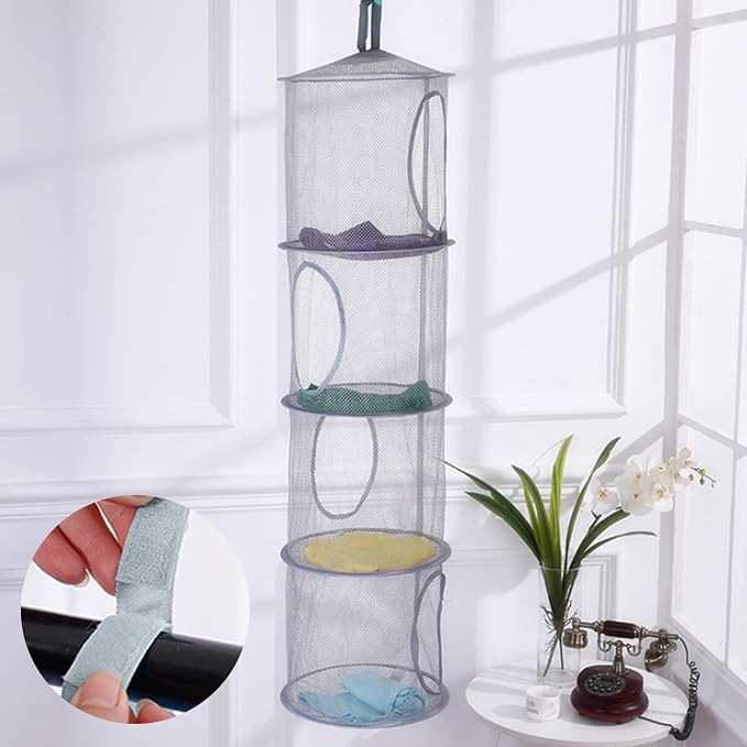 2pcs Hanging Mesh Storage Organizer Bag Foldable Space Saving Organizer - Image 3