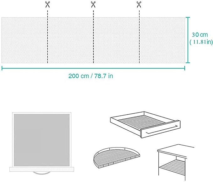 Shelf Liner Drawer Liner Non-Slip Mat Shelves Liners 12" X6.5’ Grid Pattern PVC - Image 3