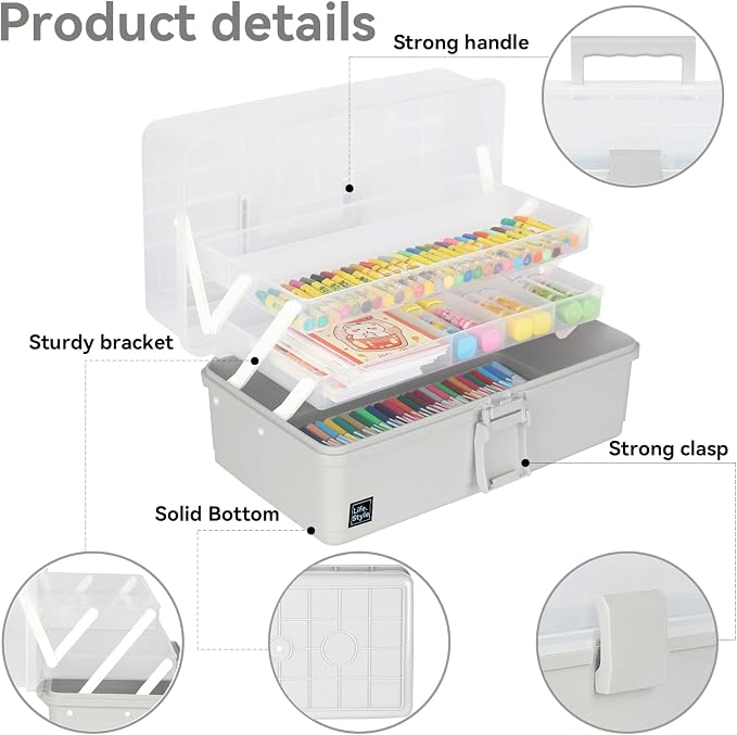 WEWLINE 3-Layers Plastic Portable Storage Box, Household Plastic Craft Supply - Image 4
