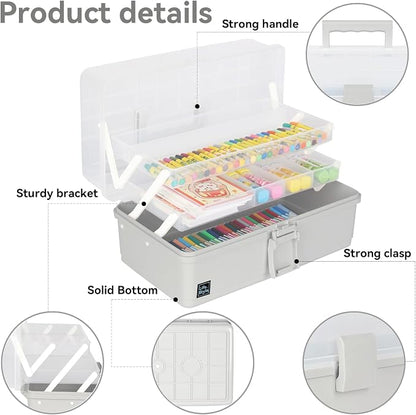 WEWLINE 3-Layers Plastic Portable Storage Box, Household Plastic Craft Supply - Image 4