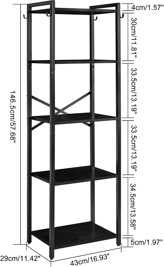 YMYNY Bookshelf, 5-Tier Ladder Shelf Organizer, Narrow Shelving Unit, Corner - Image 3