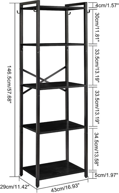 YMYNY Bookshelf, 5-Tier Ladder Shelf Organizer, Narrow Shelving Unit, Corner - Image 3