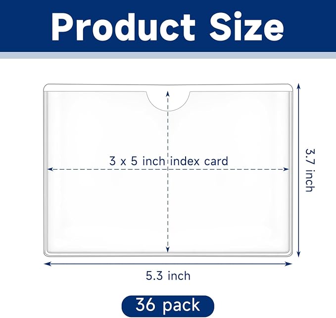 Mauproy 3" x 5" Adhesive Index Card Pockets, Plastic Pocket Sleeves - Image 2