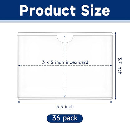 Mauproy 3" x 5" Adhesive Index Card Pockets, Plastic Pocket Sleeves - Image 2