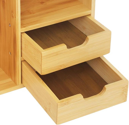 Bamboo Desktop Bookshelf 2-Tier Short Bookshelf - Image 8
