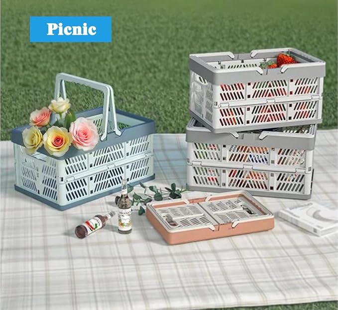 Collapsible Storage Crate with Handles, Milk Crates，33L Foldable Plastic - Image 4