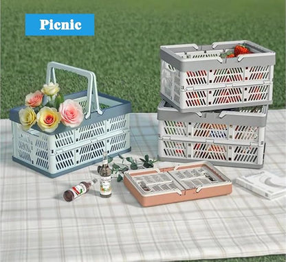 Collapsible Storage Crate with Handles, Milk Crates，33L Foldable Plastic - Image 4
